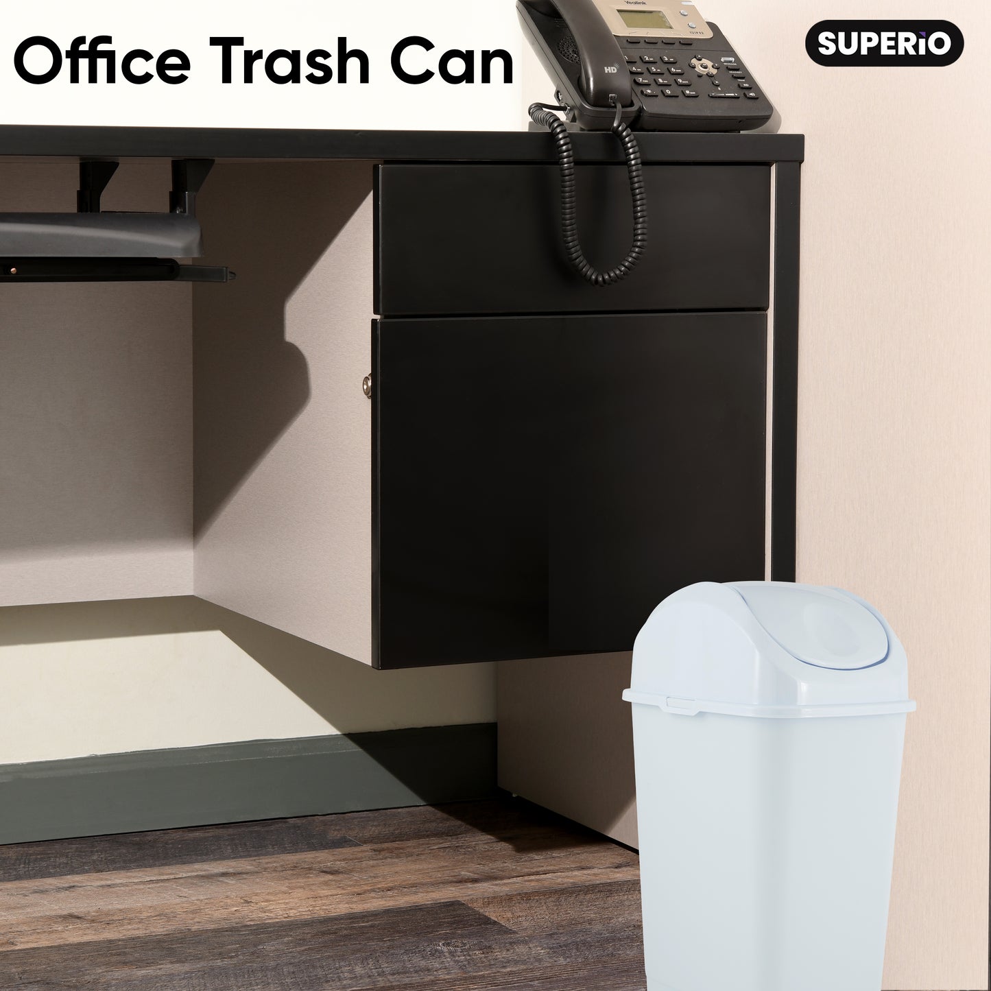 Swing Top Trash Can, 10 Qt - White