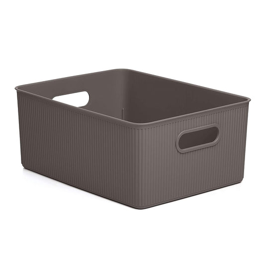 15 Liter Ribbed Storage Bin Brown