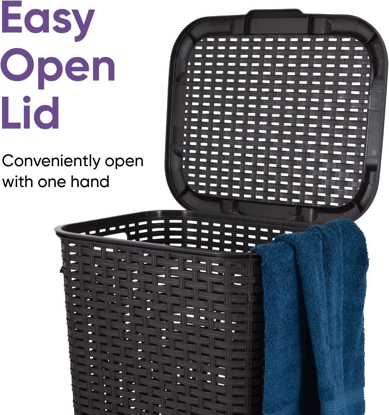 Wicker Style Laundry Hamper, 60 Liter - Root Beer Brown