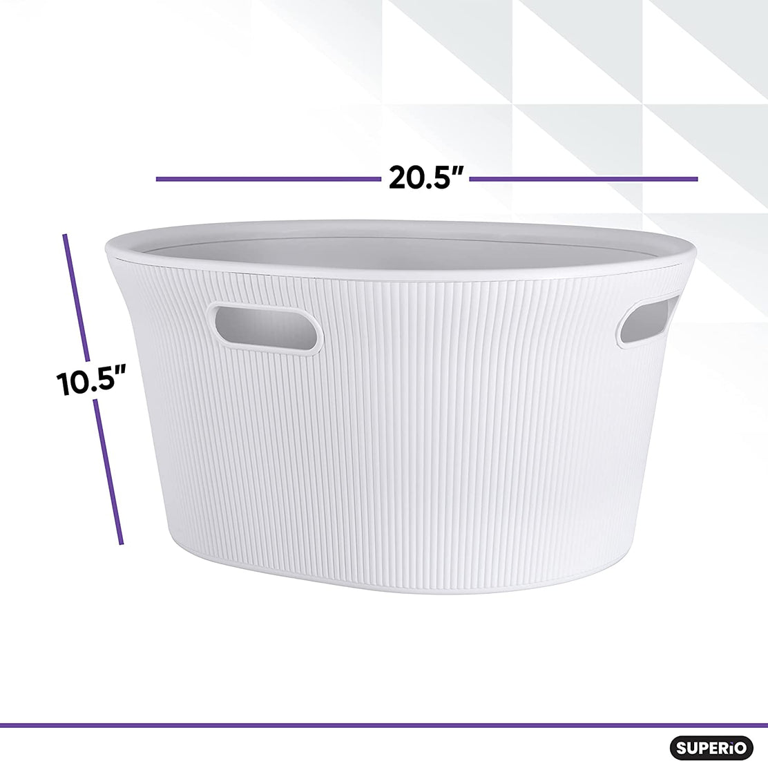35 Liter Ribbed Laundry Basket White Smoke