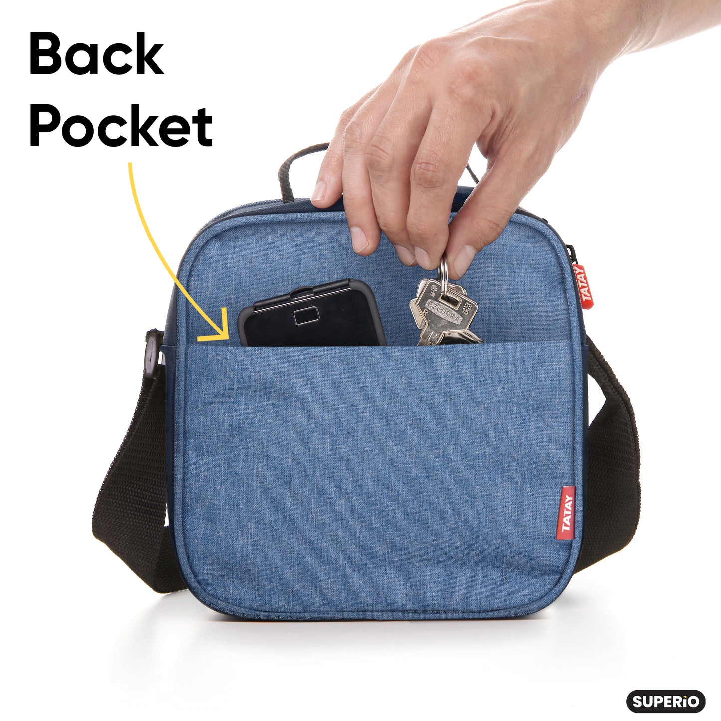 Insulated Lunch Bag with Food Containers, Denim