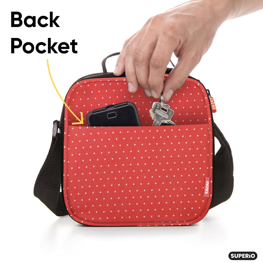 Insulated Lunch Bag with Food Containers, Red Polka Dots