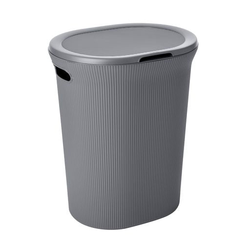 40 Liter Ribbed Laundry Hamper Grey