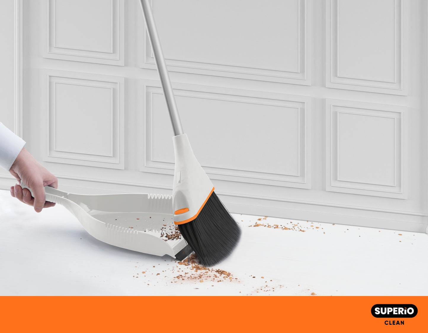 Angle Broom Grey with Clip-on Dustpan