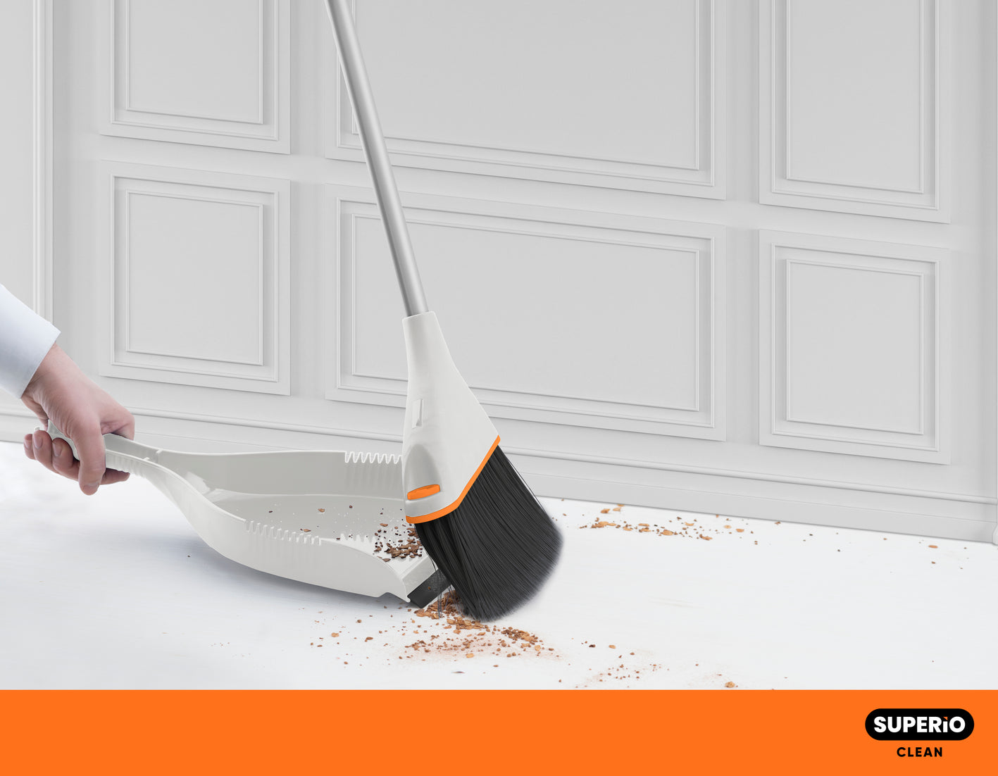 Angle Broom Grey with Clip-on Dustpan