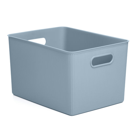 22 Liter Ribbed Storage Bin Stone Blue