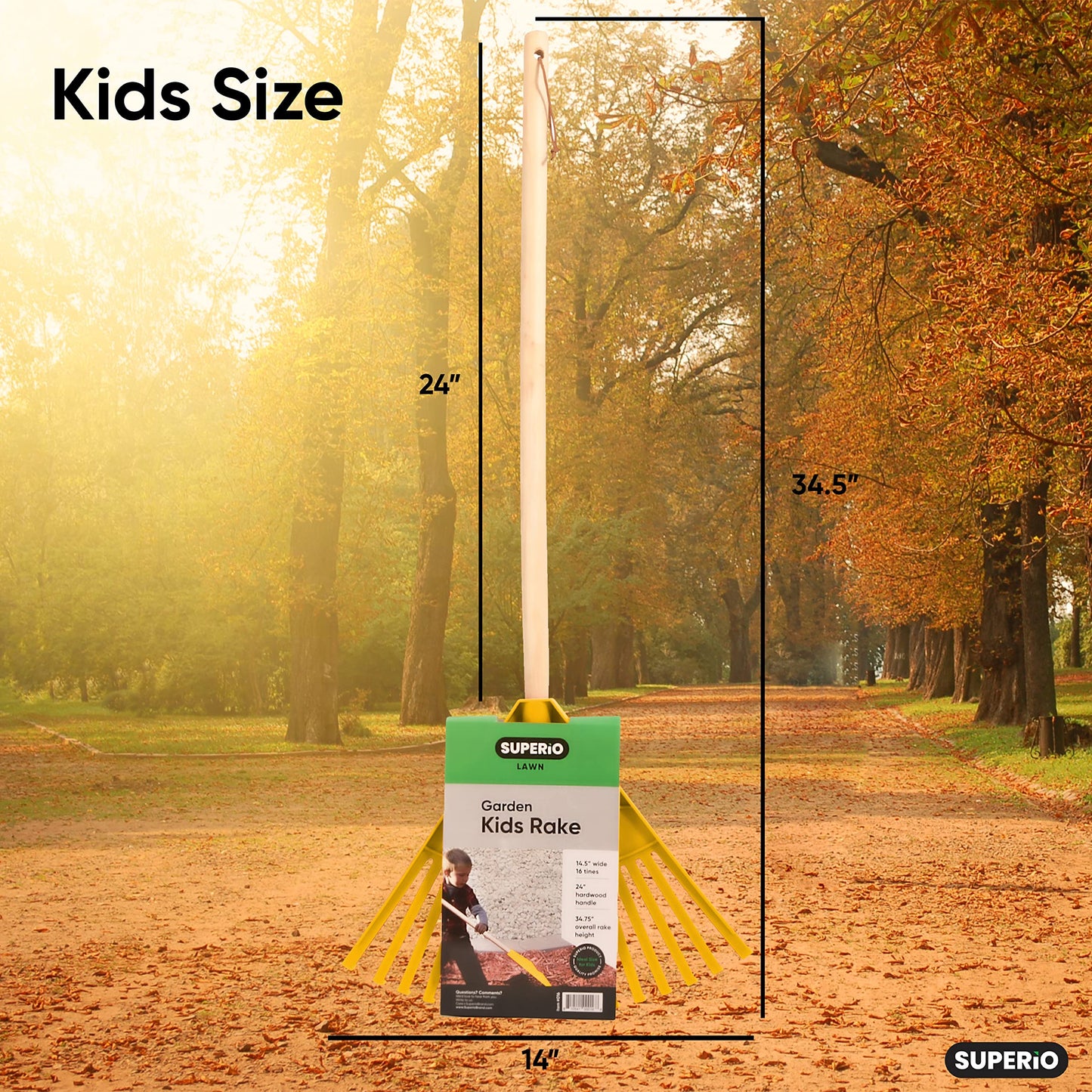34" Yellow Kids Garden Rake