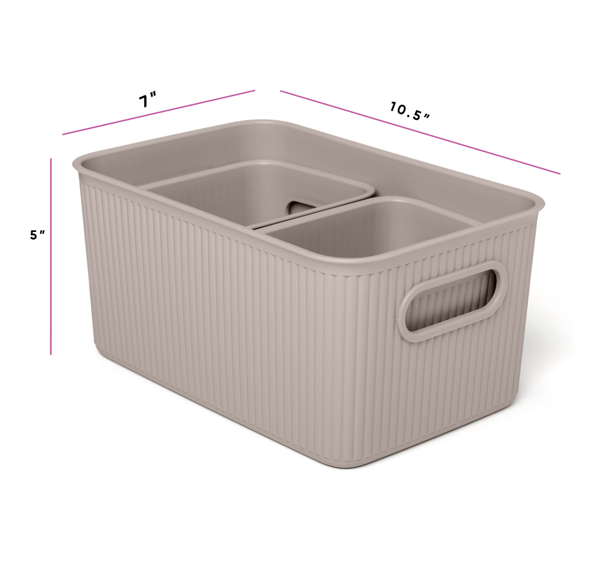 Set of 3 Ribbed Storage Bin