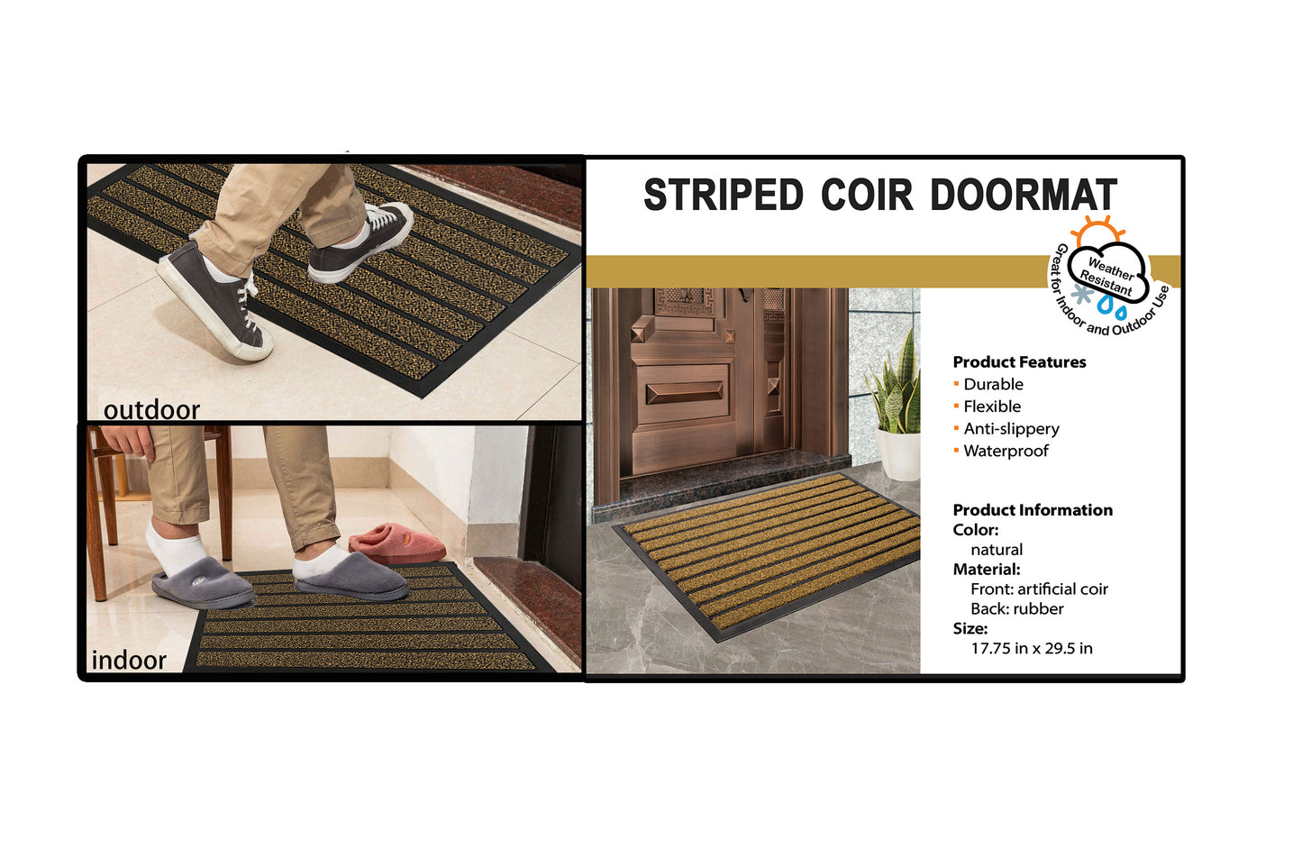 Striped Coir Doormat