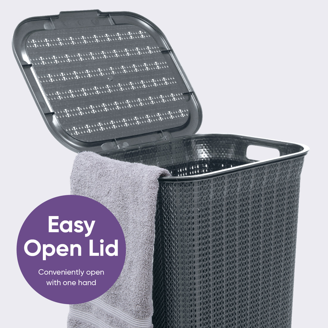 50 Liter Knit Style Laundry Hamper with Cutout Handles