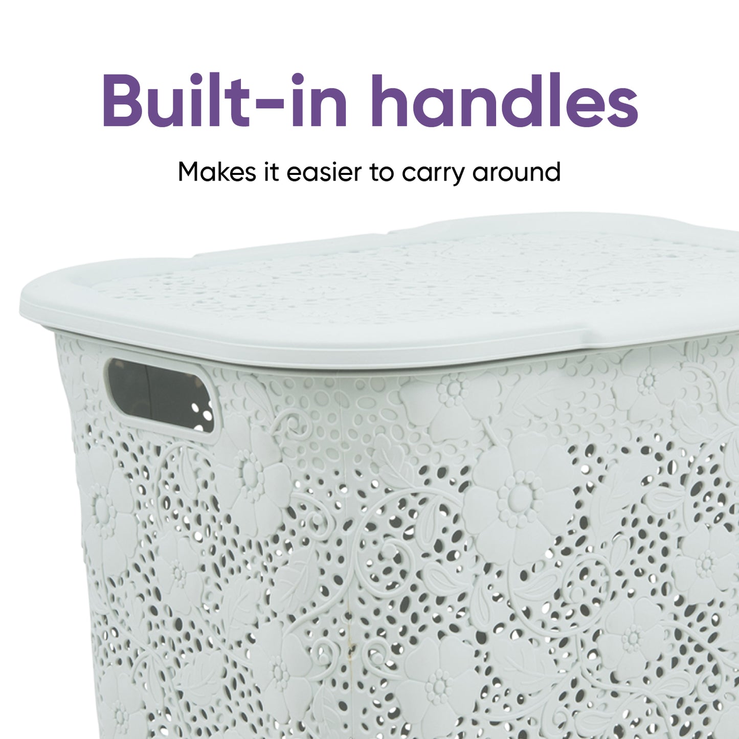 Lace Laundry Hamper, 50 Liter - White Smoke
