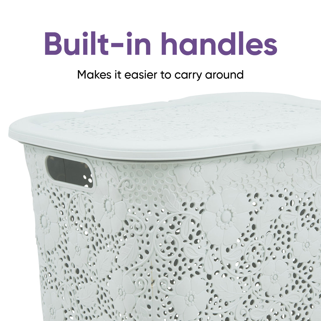 Lace Laundry Hamper, 50 Liter - White Smoke