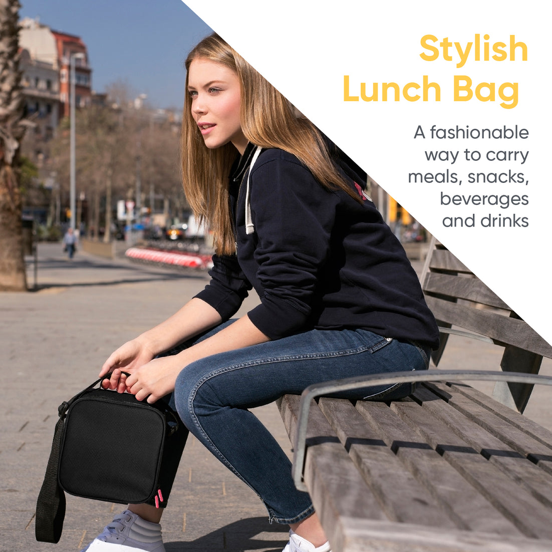 Insulated Lunch Bag with Food Containers, Black