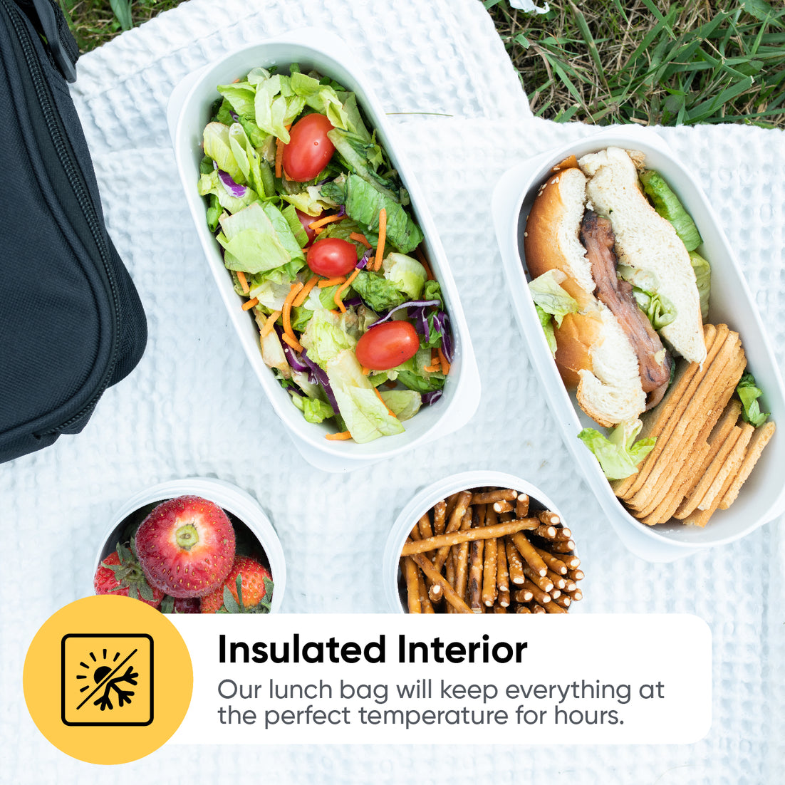 Insulated Lunch Bag with Food Containers, Black