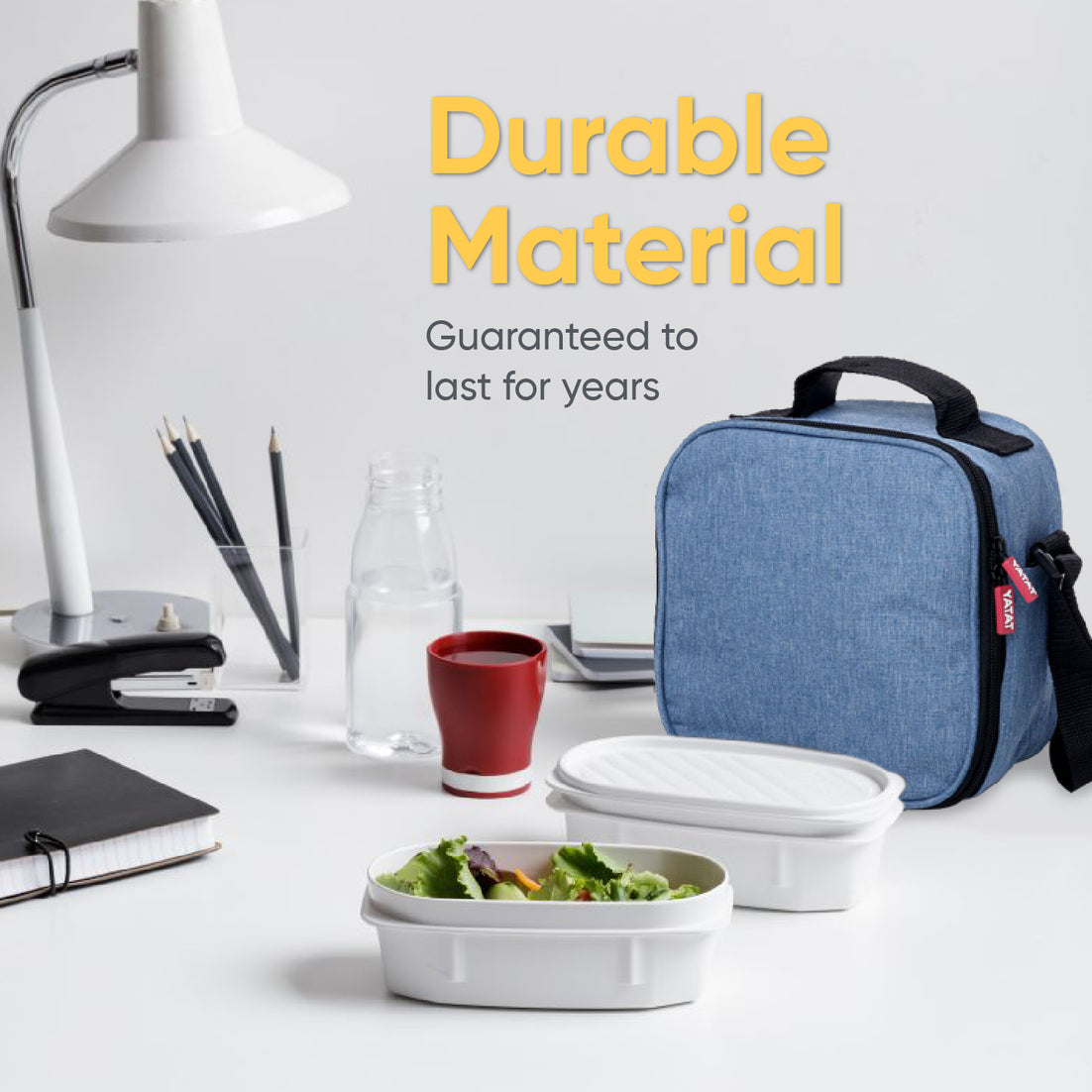 Insulated Lunch Bag with Food Containers, Denim
