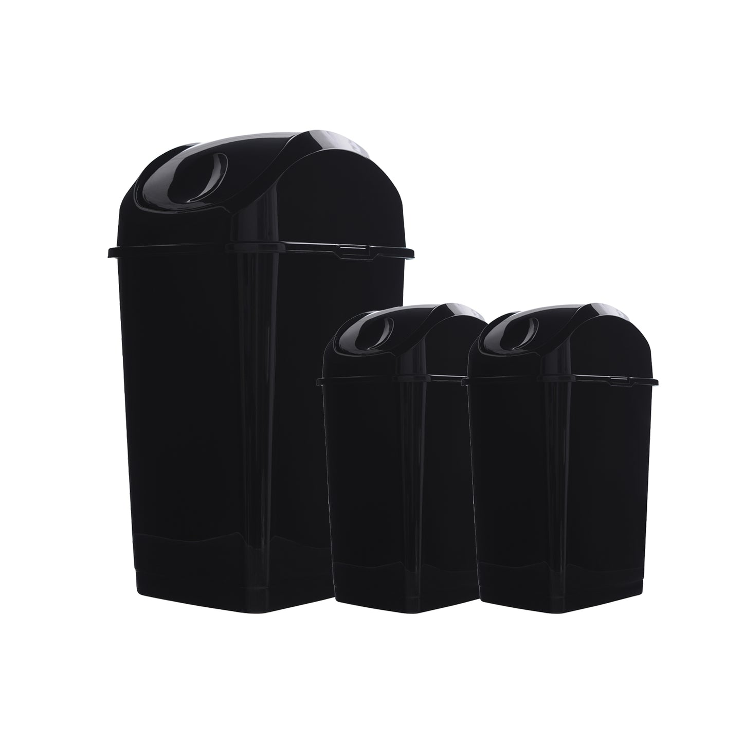 Swing Top Trash Can - Black (3 Pack) 5 Qt, 18 Qt