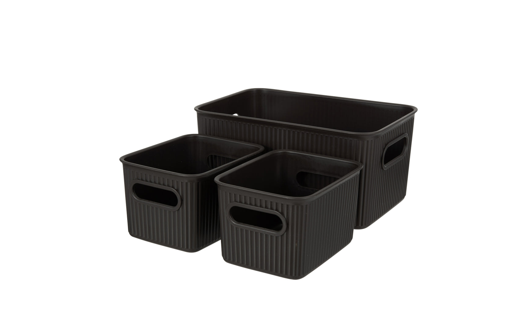 Set of 3 Ribbed Storage Bin Root Beer Brown