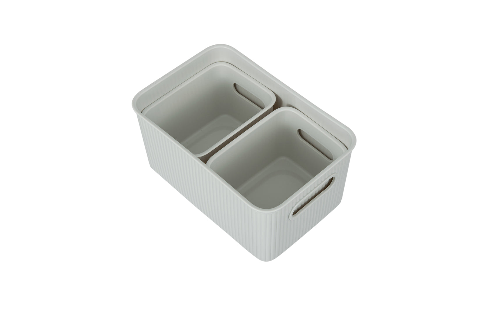 Set of 3 Ribbed Storage Bin White Smoke
