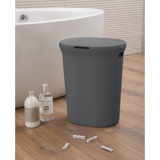 40 Liter Ribbed Laundry Hamper Grey