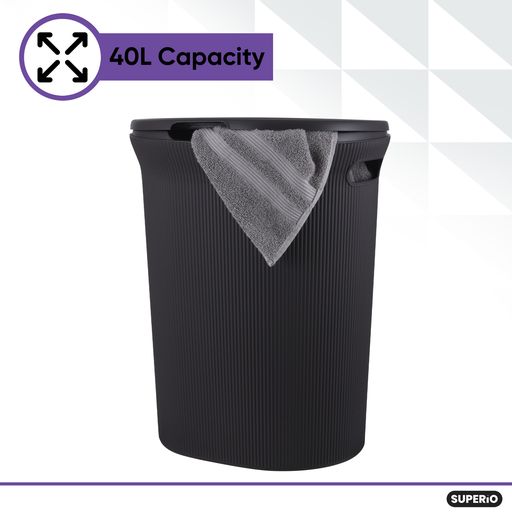 40 Liter Ribbed Laundry Hamper Brown