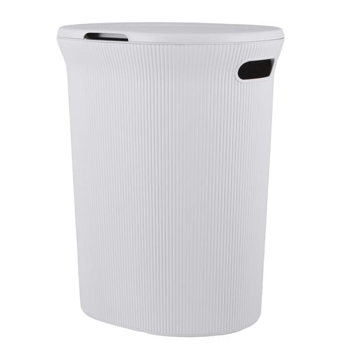 40 Liter Ribbed Laundry Hamper White Smoke