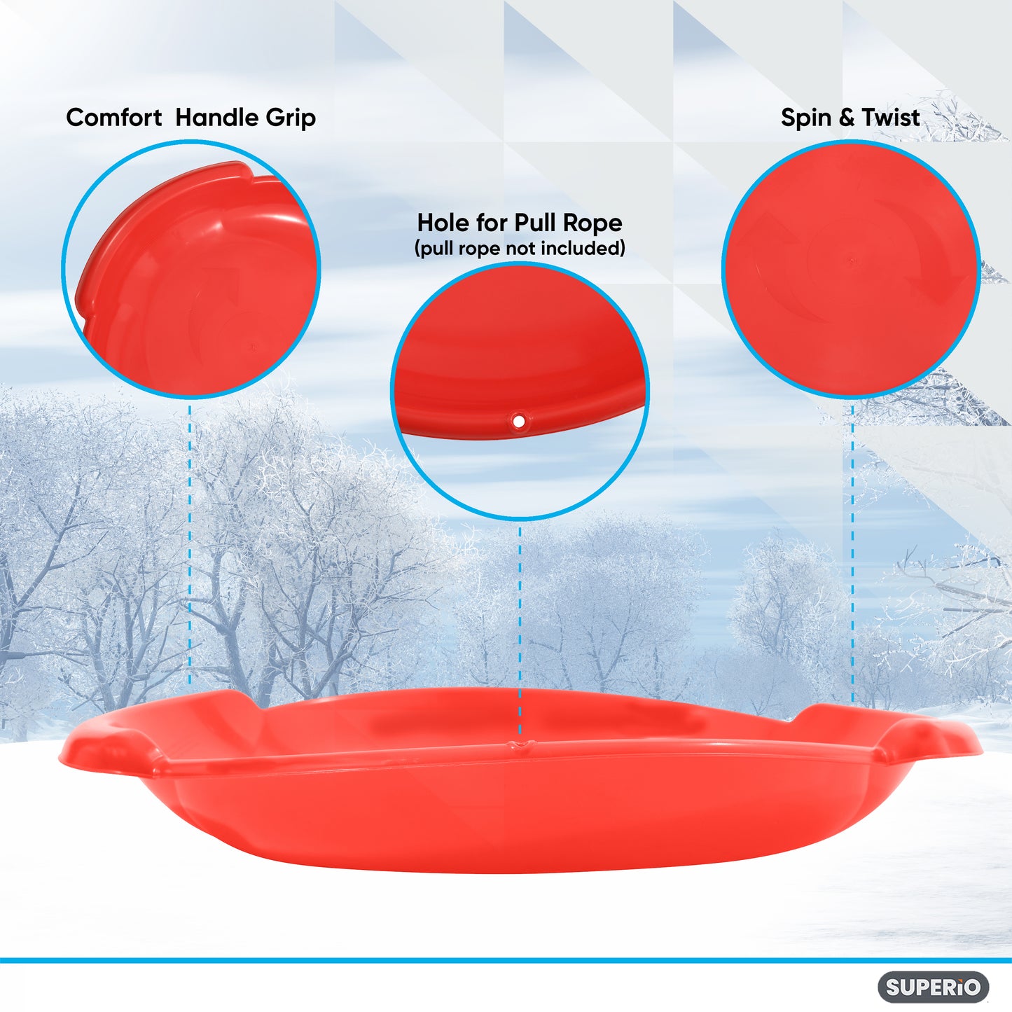 Round Snow Saucer Sled, 24" Red