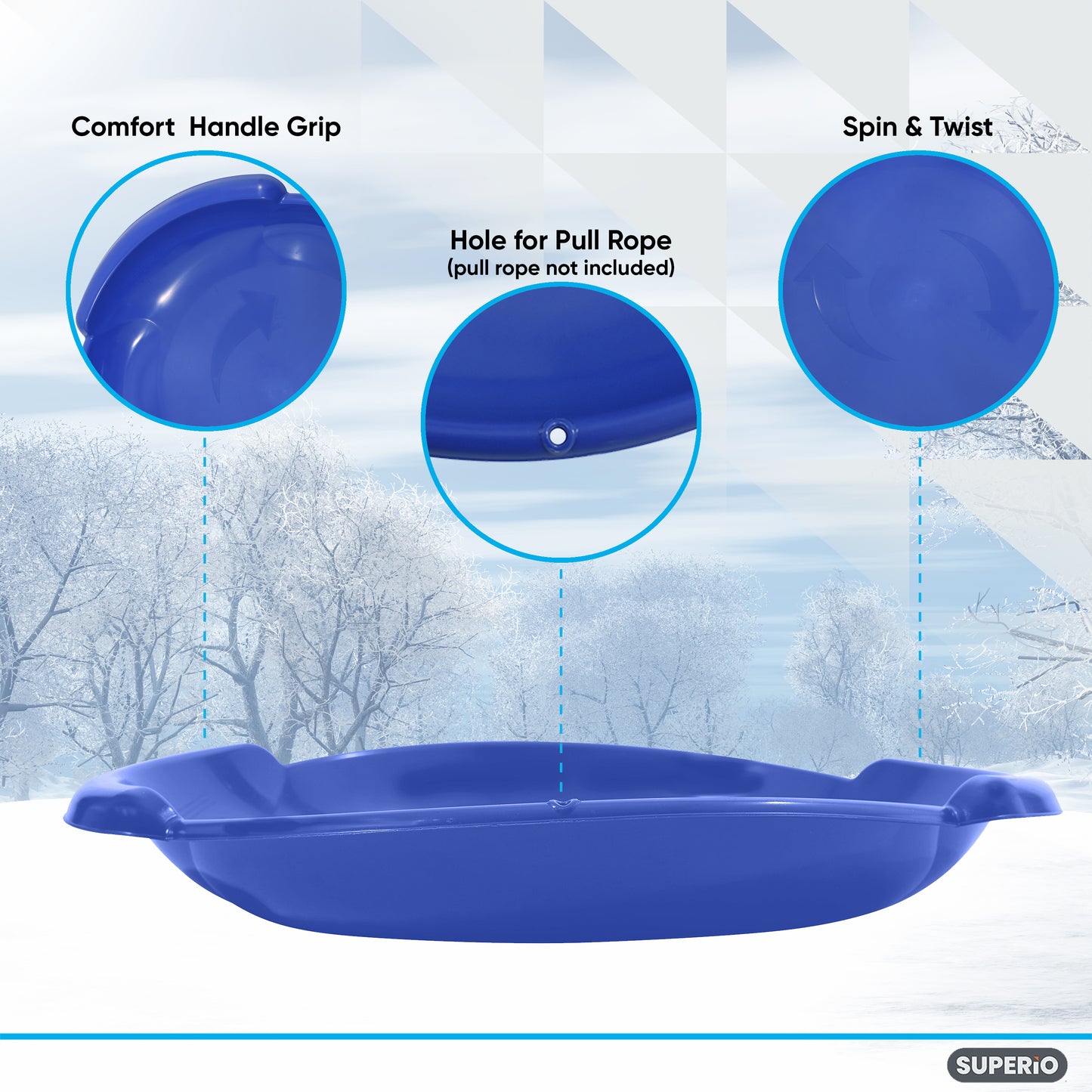 Superio Round Snow Saucer Sled Blue 24"
