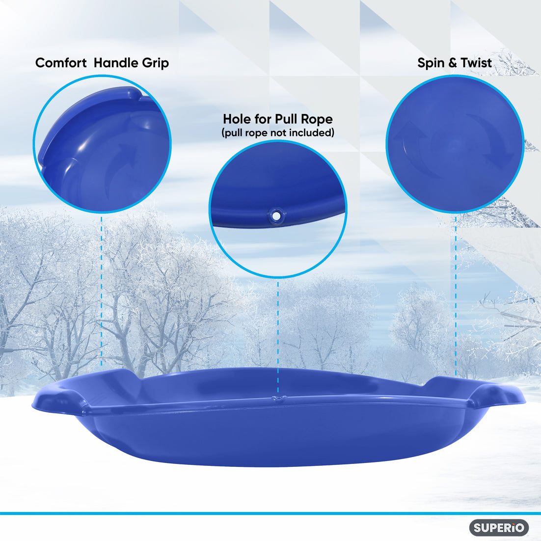 Superio Round Snow Saucer Sled Blue 24