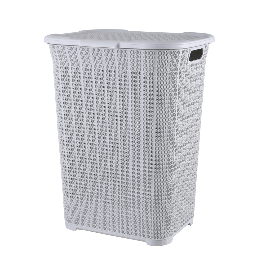 50 Liter Knit Style Laundry Hamper with Cutout Handles - White smoke