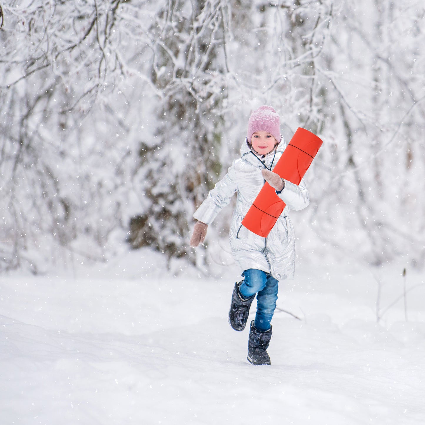 54" Roll Up Snow Sled for Kids and Adults - Red