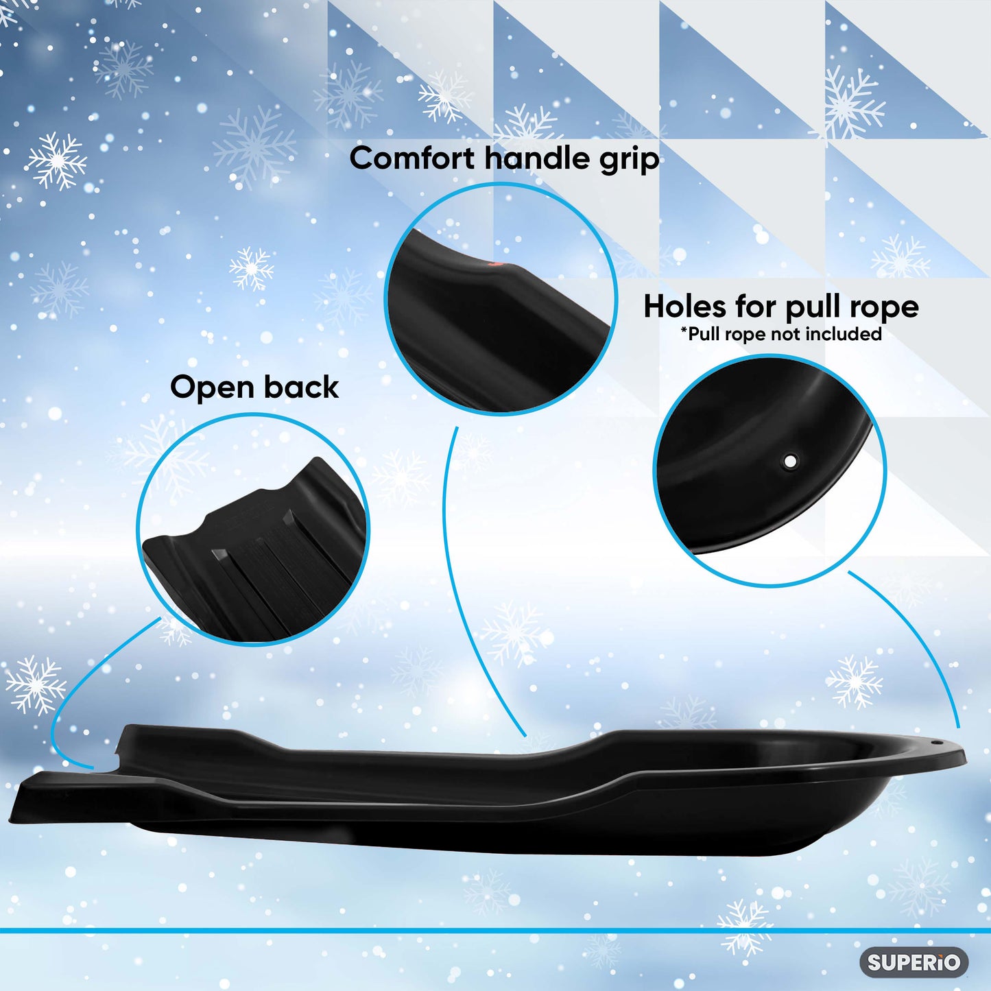 Torpedo Snow Sled for Kids and Adults, 46", Black
