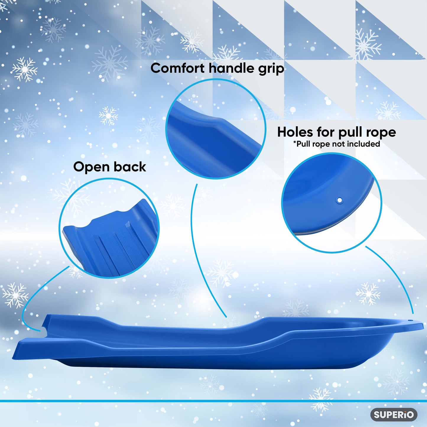 Torpedo Snow Sled, for Kids and Adults 46", Blue