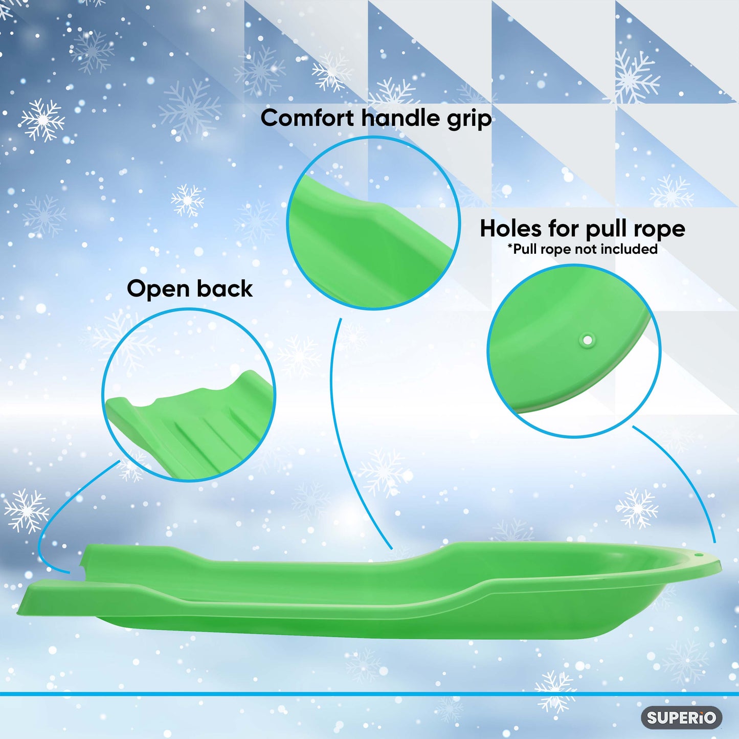Torpedo Snow Sled for Kids and Adults, 46", Green