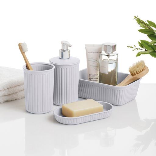 Set of 4 Bathroom Accessory Set White Smoke