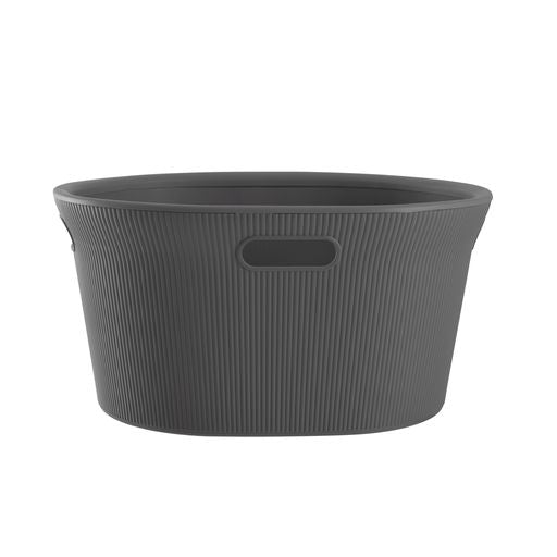 35 Liter Ribbed Laundry Basket Grey