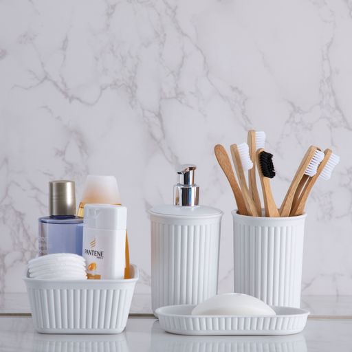 Set of 4 Bathroom Accessory Set White Smoke