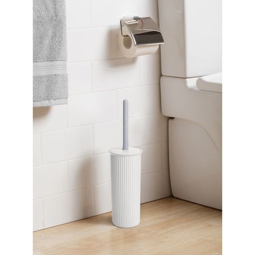 Ribbed Toilet Bowl Brush and Holder White