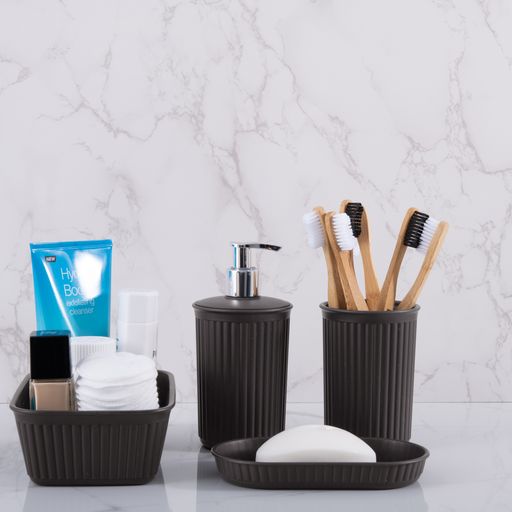 Set of 4 Bathroom Accessory Set Root Beer Brown