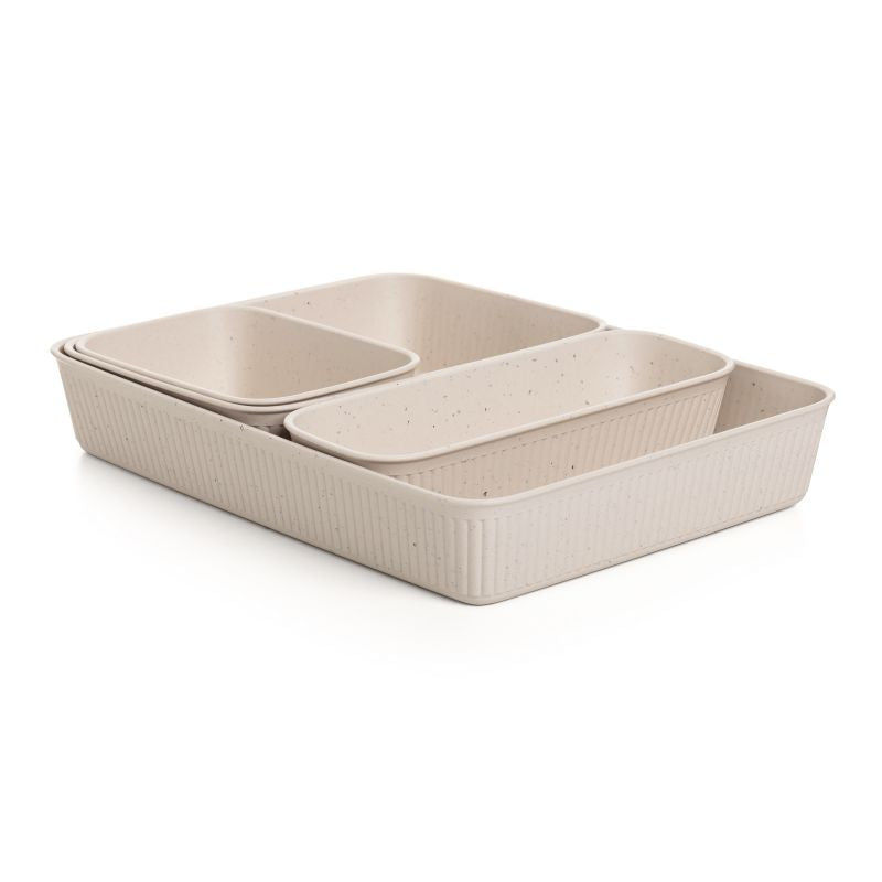 Set of 5 Ribbed Storage Bin Ecohome