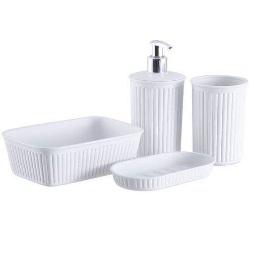Set of 4 Bathroom Accessory Set White Smoke