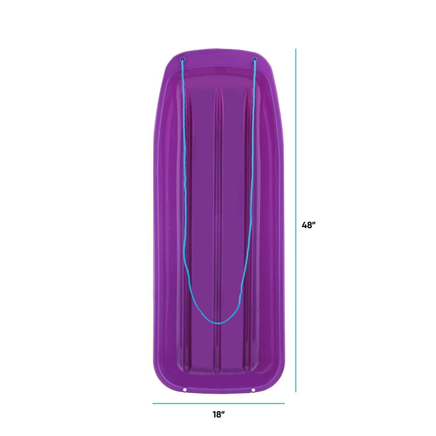 Kids Toboggan Snow Sled, 48" Long (Purple)