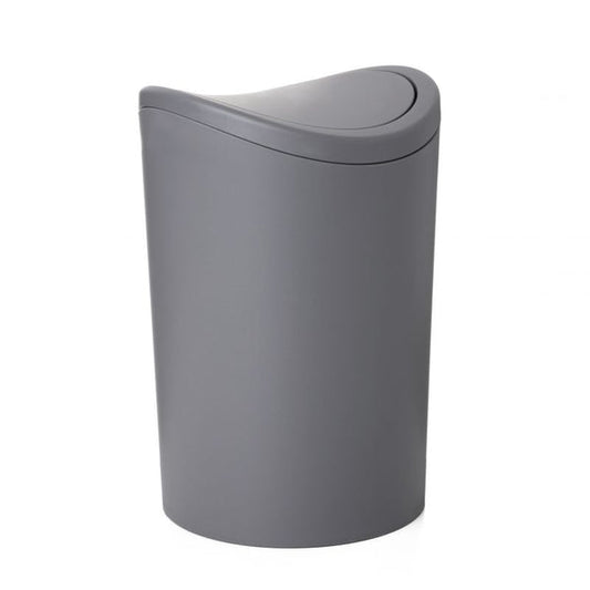 Modern Swing Top Curved Lid Trash Can, 6 Liter - Grey