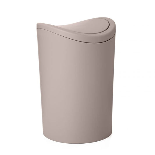 Modern Swing Top Curved Lid Trash Can, 6 Liter - Taupe