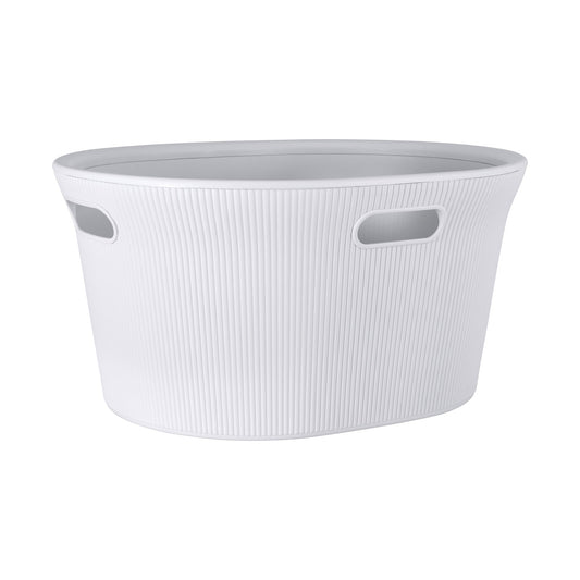 35 Liter Ribbed Laundry Basket White Smoke