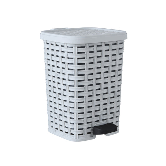 Step-On Trash Can, Wicker Style - White Smoke 12 qt