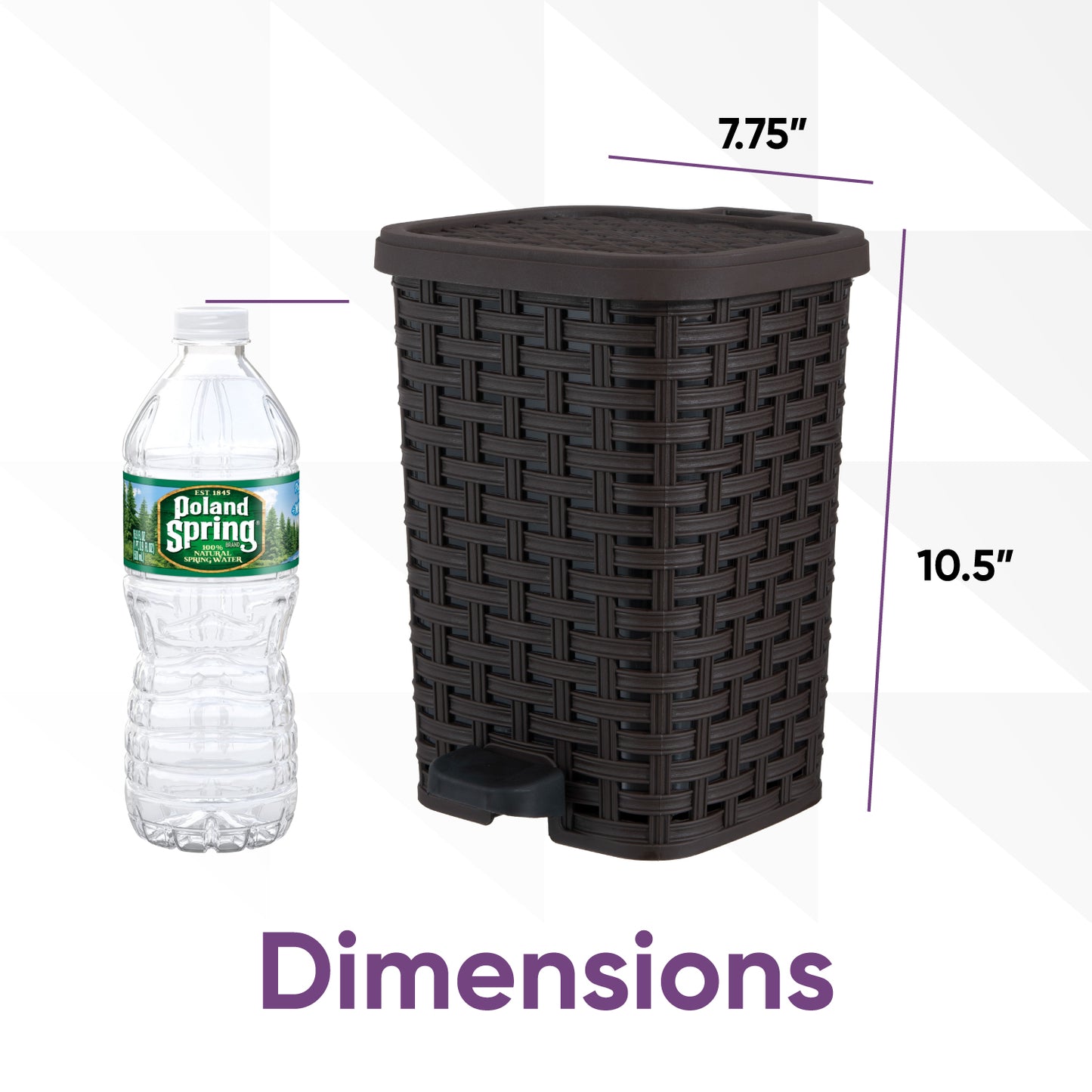 Step-On Trash Can, Wicker Style - New Brown 6 qt