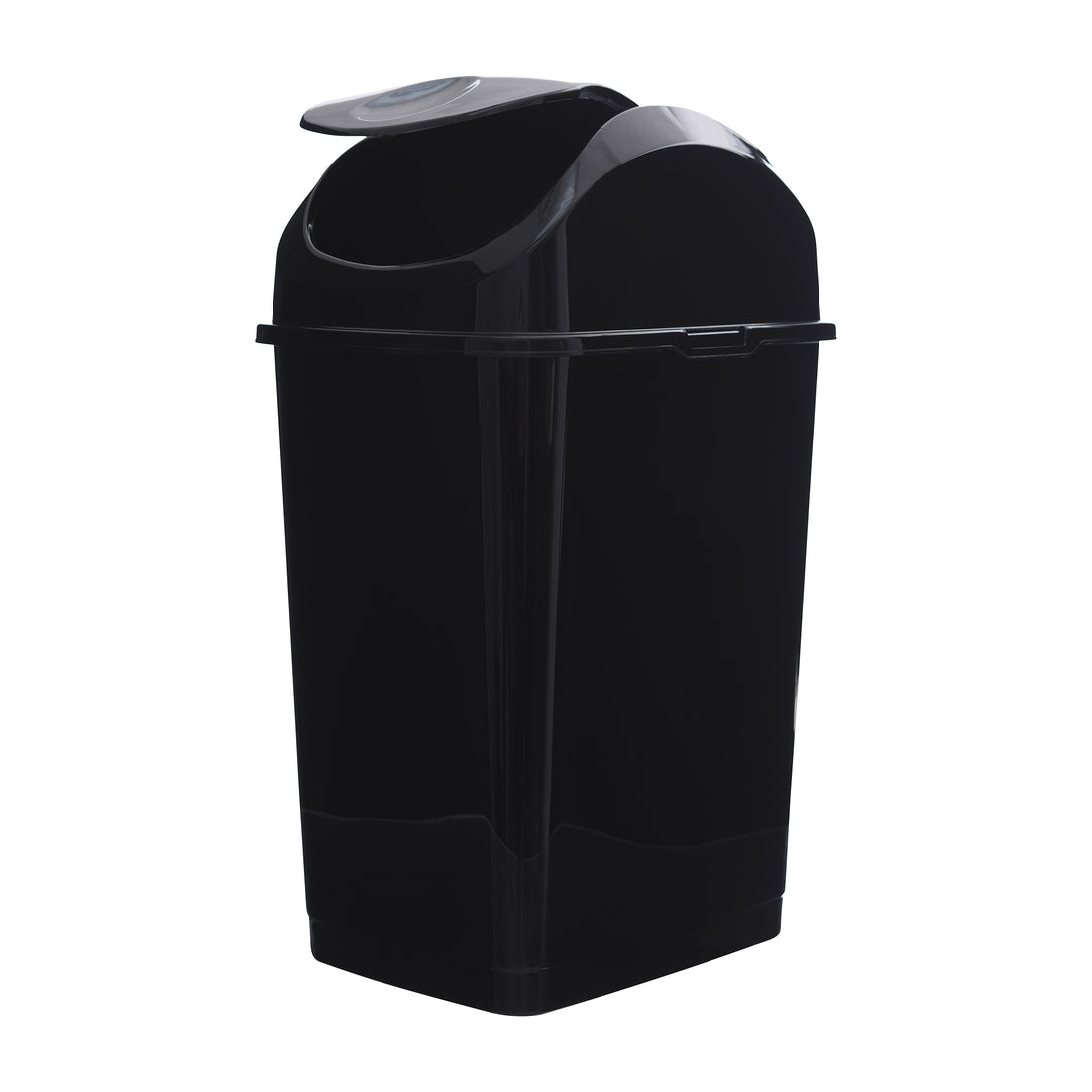 Swing Top Trash Can, 37 Qt - Black