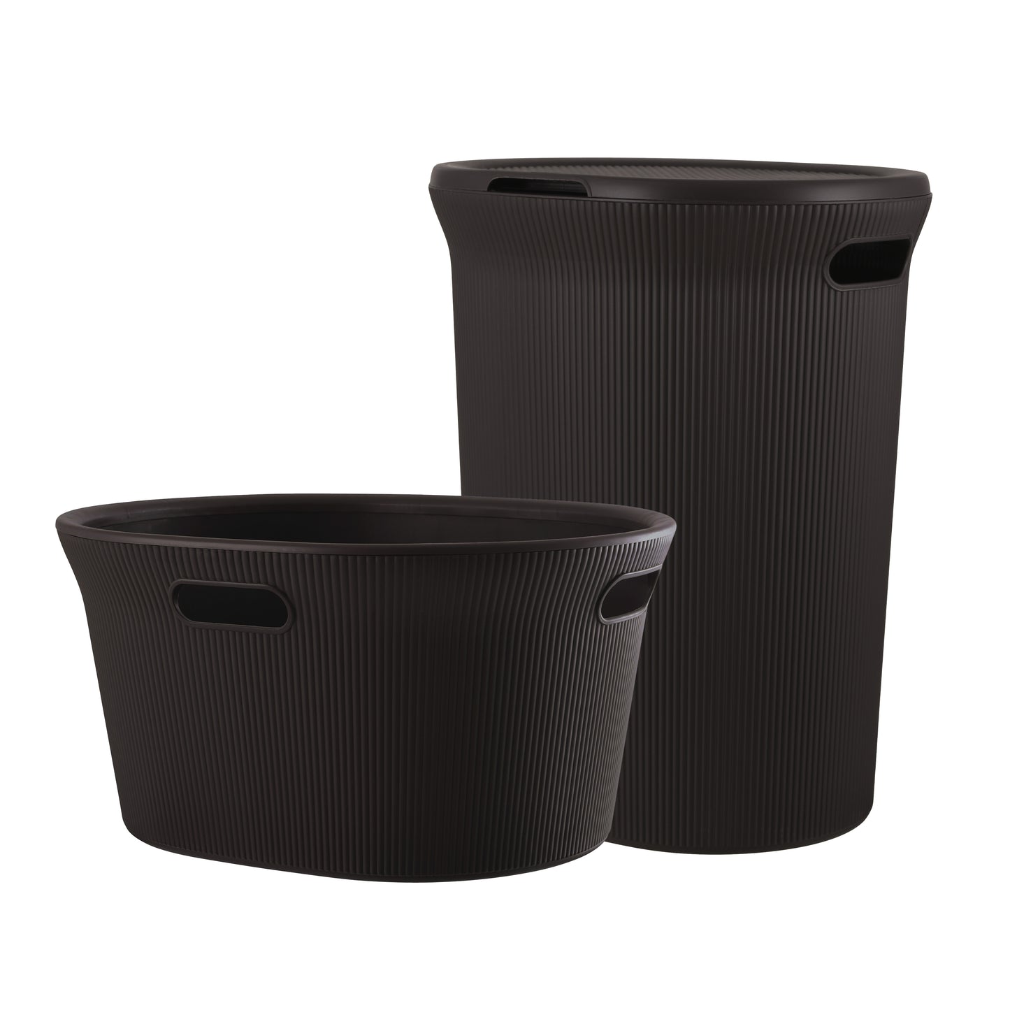 35 Liter Ribbed Laundry Basket Brown