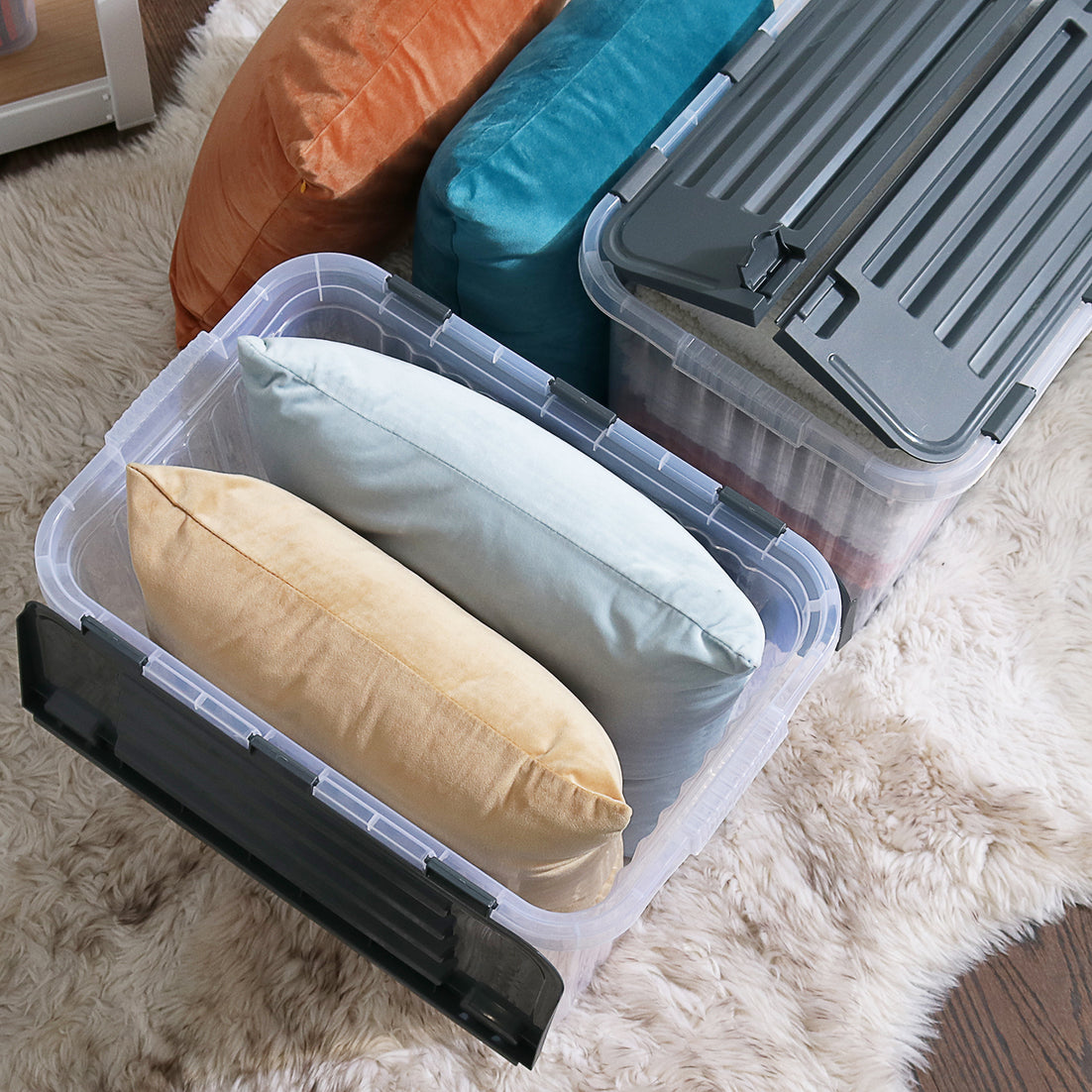 26 L Deep Storage Container with Hinged Lid