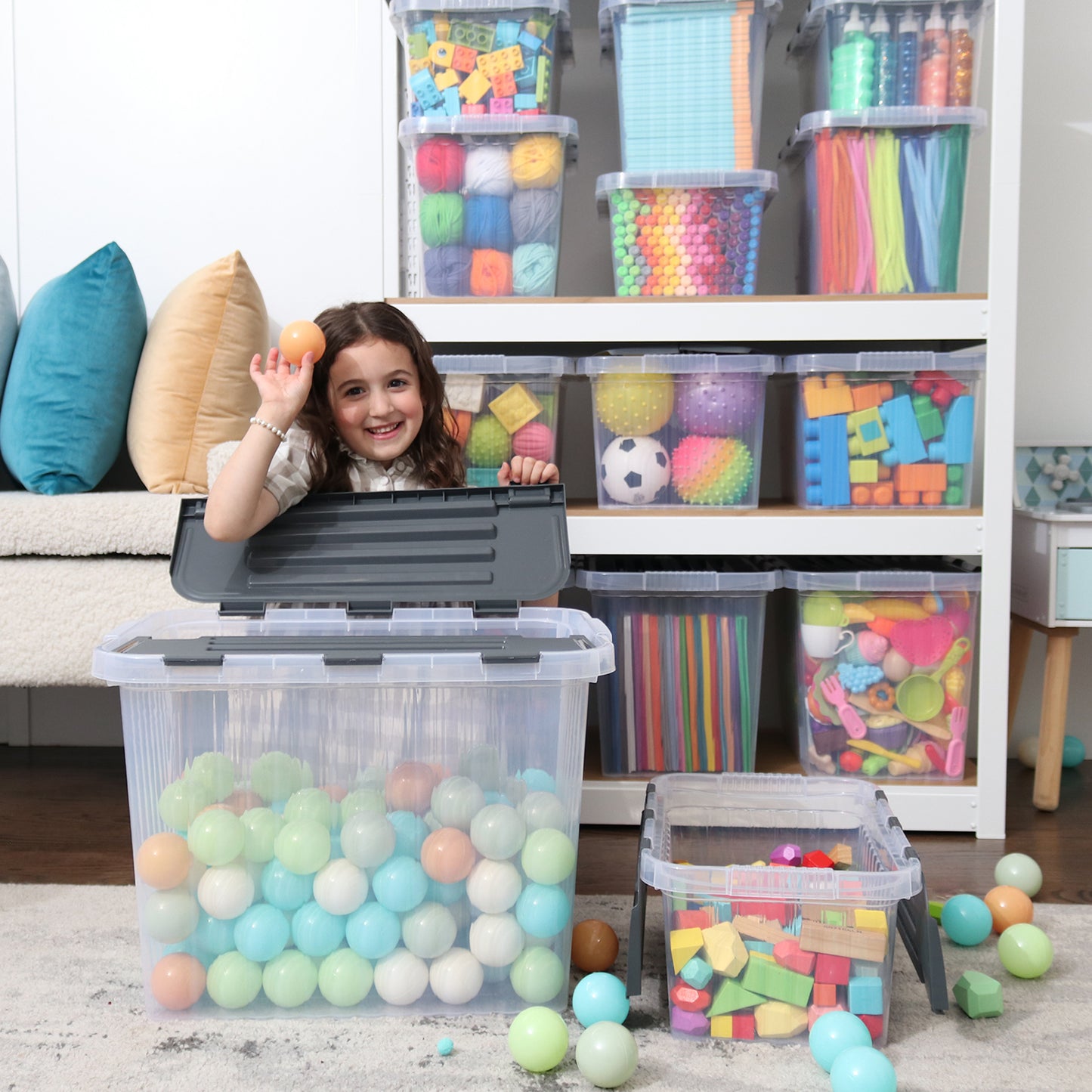 Deep Storage Container with Hinged Lid (52 Qt.)